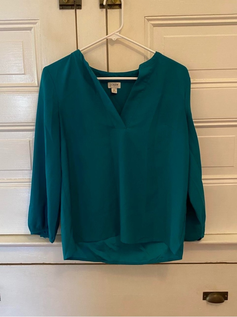 J. Crew Turquoise V-Neck Long-Sleeve Blouse